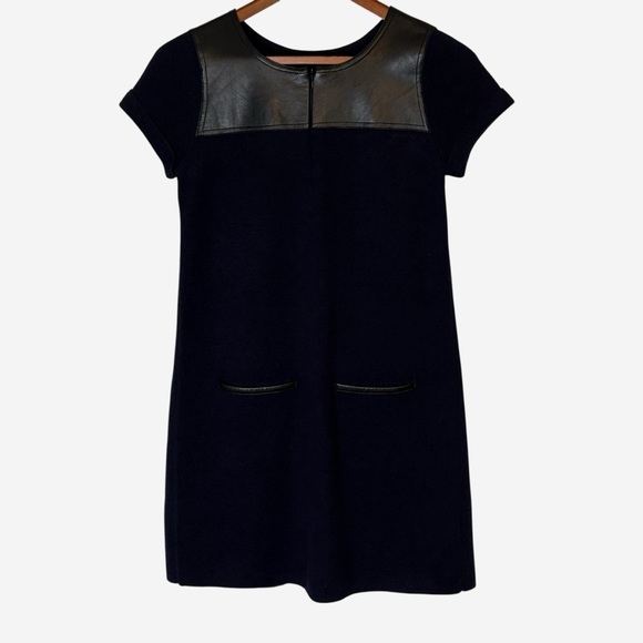 Massimo Dutti Wool Blend Mini Dress With Leather Details - Picture 5 of 15
